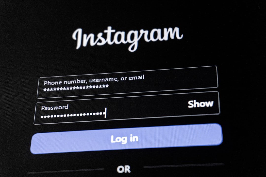 Instagram login screen with fields for username and password.