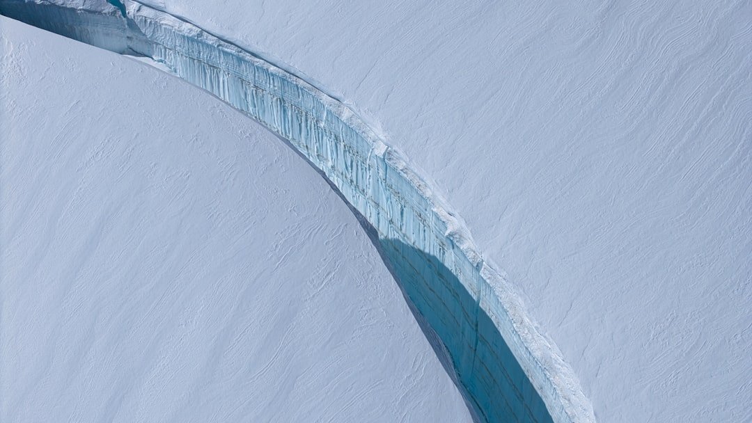 A dramatic ice formation with blue glacial ice