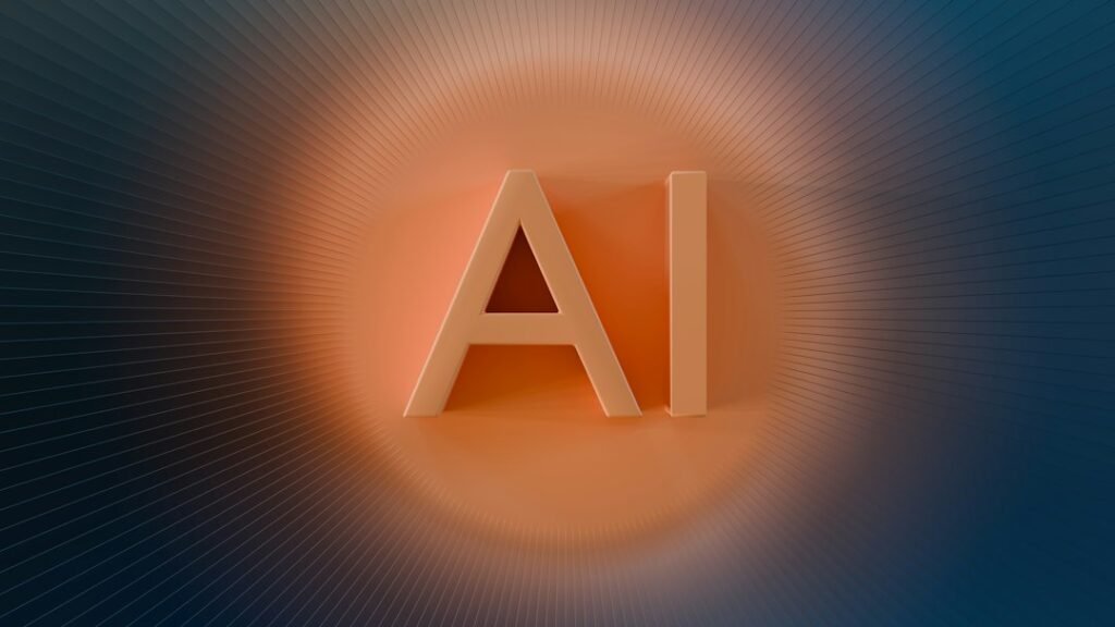 The letters ai glow with orange light
