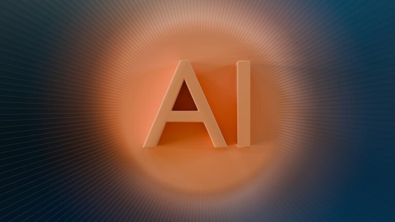 The letters ai glow with orange light